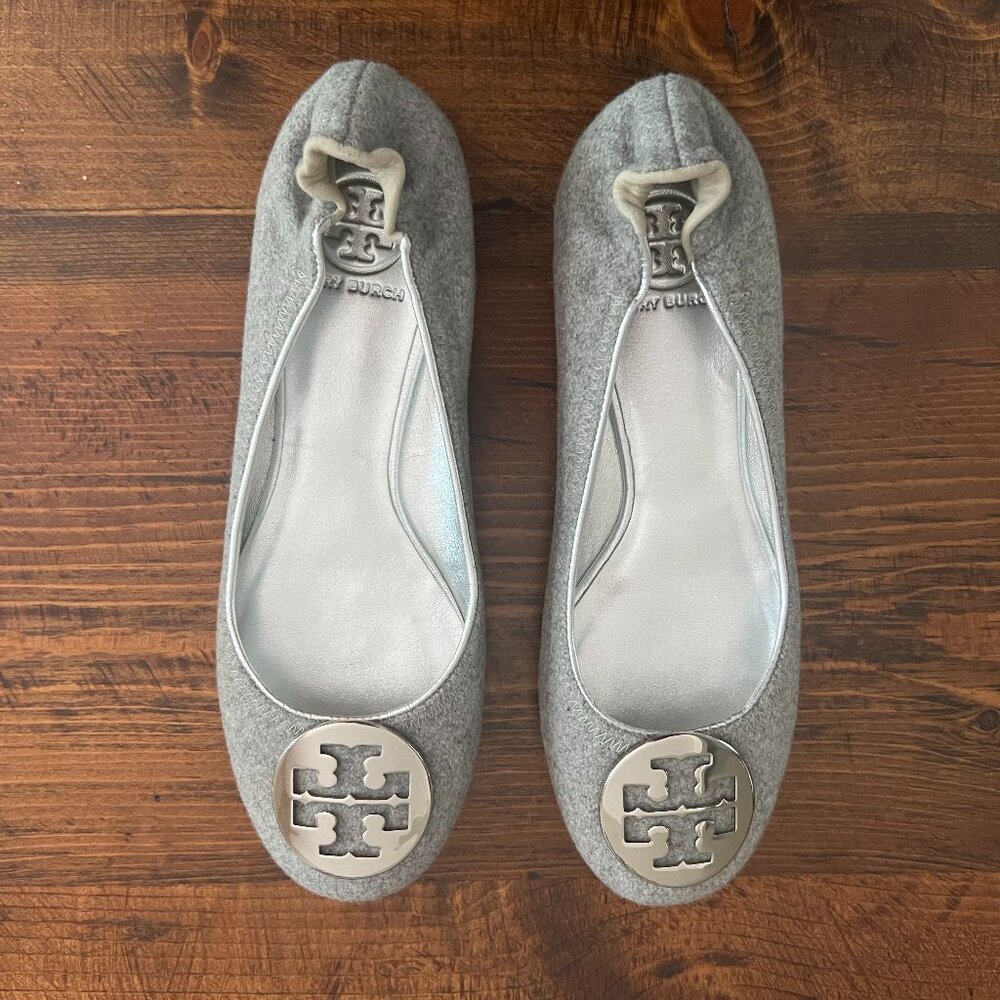 Tory Burch - Light Gray Suede Flats